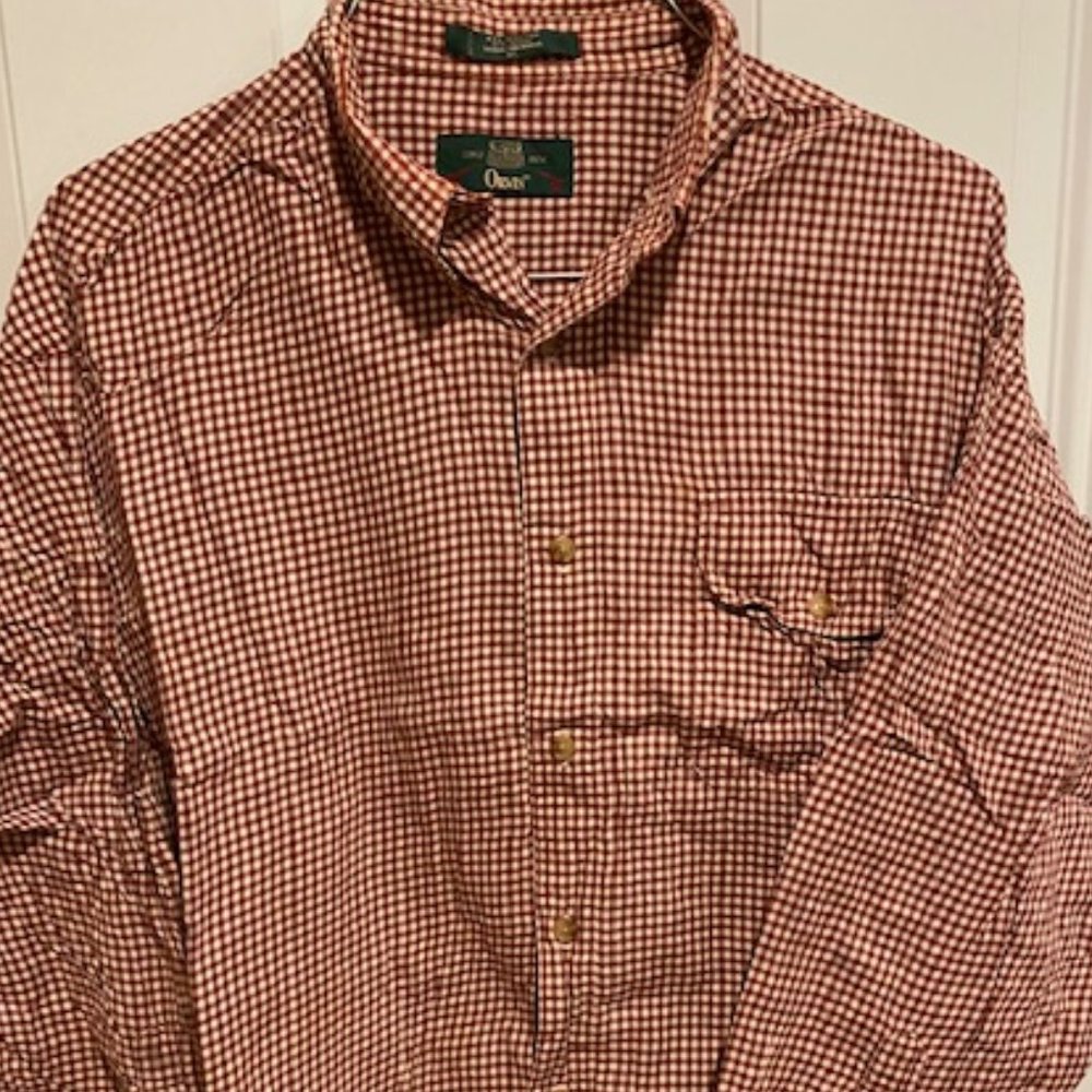 Orvis Long sleeve red checkered button down shirt